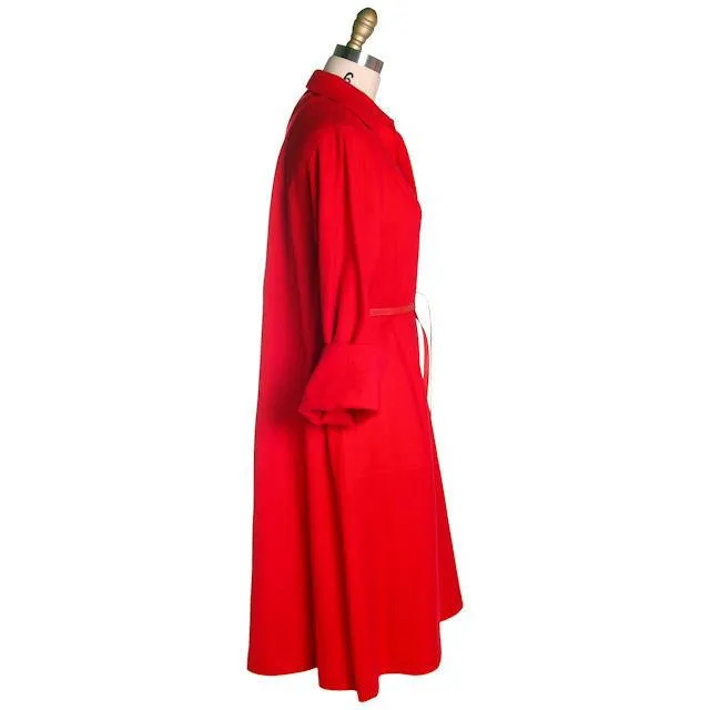 Vintage Red Wool Lightweight Coat Ladies Unique Belting 1950s