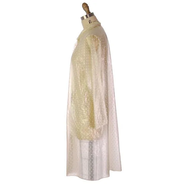 Vintage Vinyl Raincoat Clear w White Polka Dots 1970s Size M 42" Bust