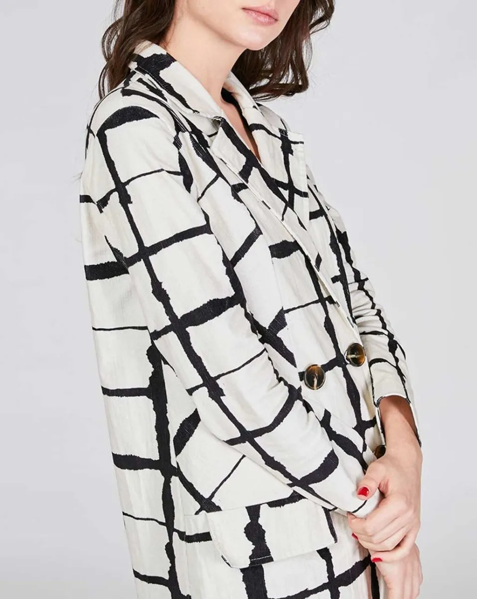 Wave Grid Line Trench Coat