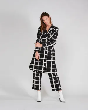 Wave Grid Line Trench Coat