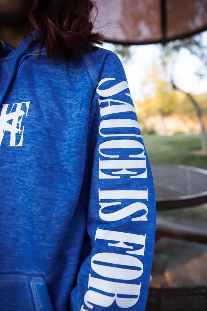 White LOVE | Royal Heather Hoodie (White Sauce Is Forever Sleeves)