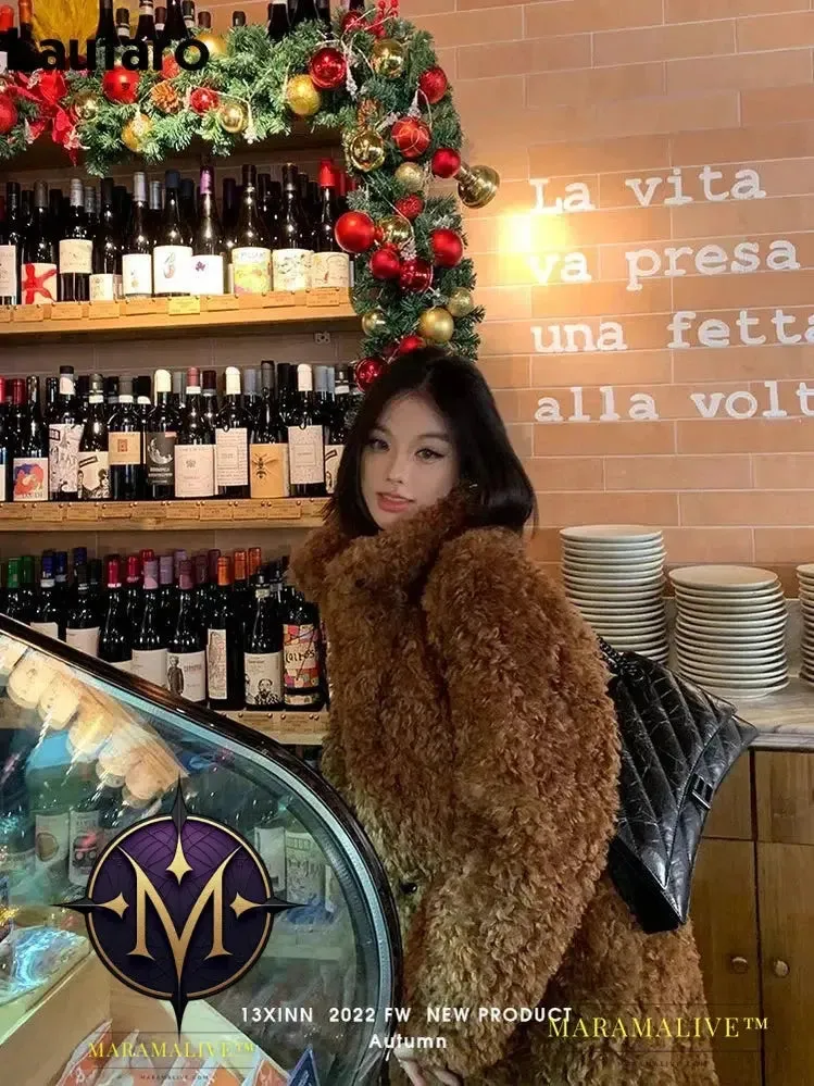 Winter Long Loose Casual Soft Thick Warm Fluffy Black Faux Fur Coat Women Stand Collar Hairy Furry Fuzzy Overcoat 2023