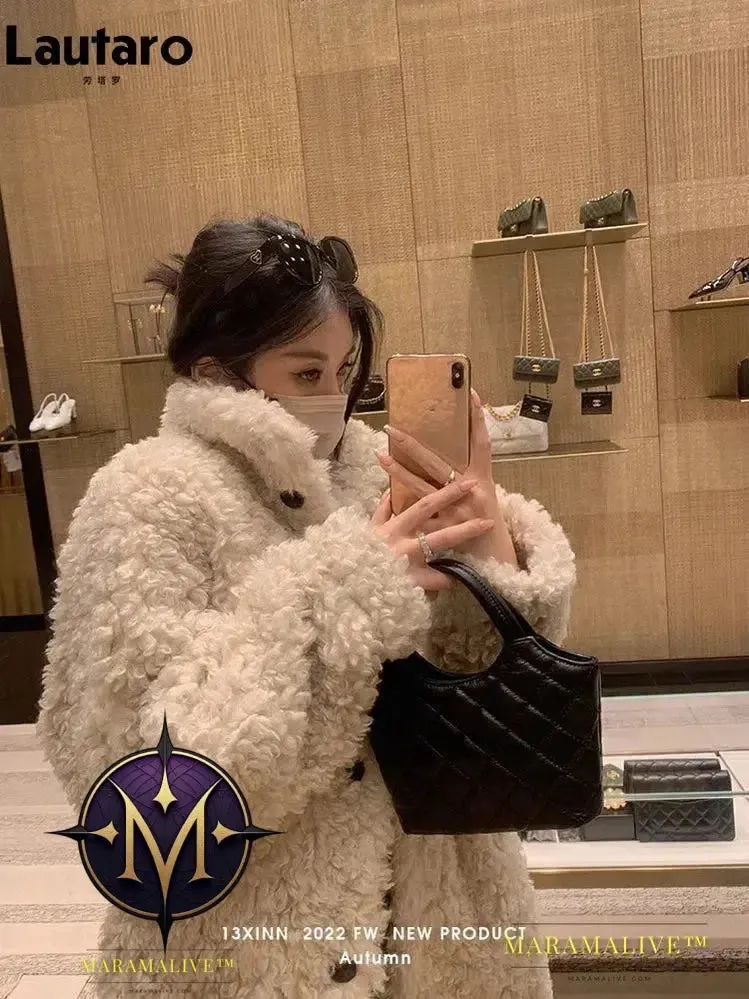 Winter Long Loose Casual Soft Thick Warm Fluffy Black Faux Fur Coat Women Stand Collar Hairy Furry Fuzzy Overcoat 2023