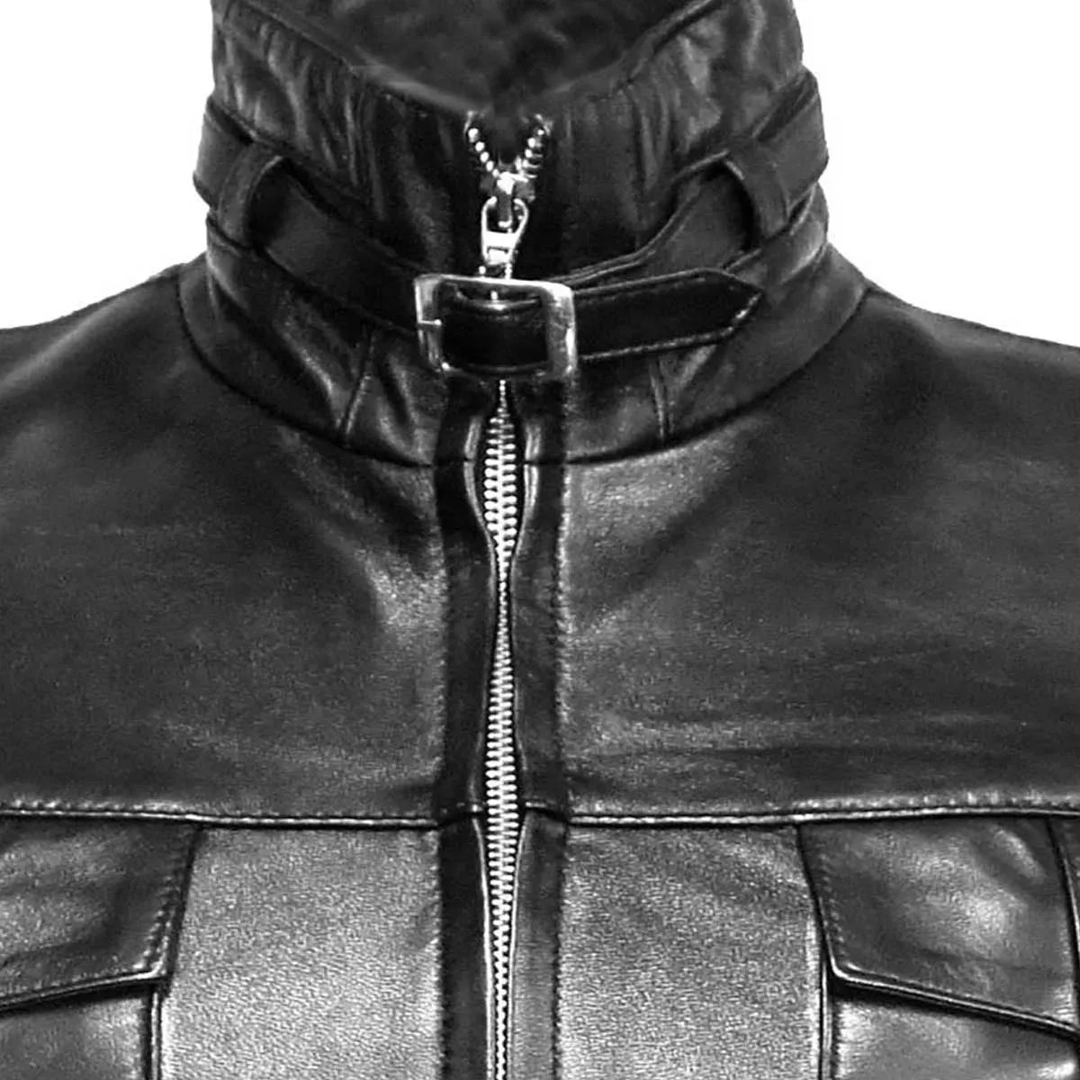Women Black Leather Steampunk Style Trench Coat - T14 - BLK