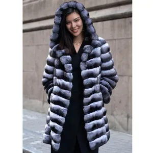 Women Fur Coat Winter Warm Artificial Mink Hair Marten Overcoats Casual Mid-Length Thick Hooded Fur Trench Coat