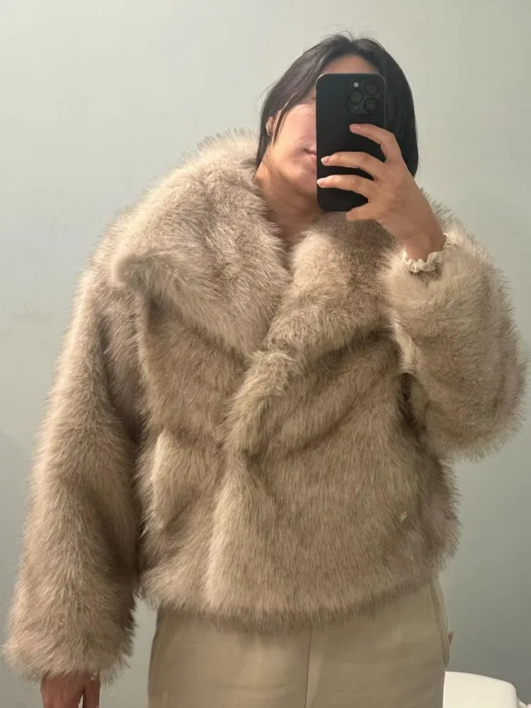 Women Luxury Big Fur Collar Overcoats