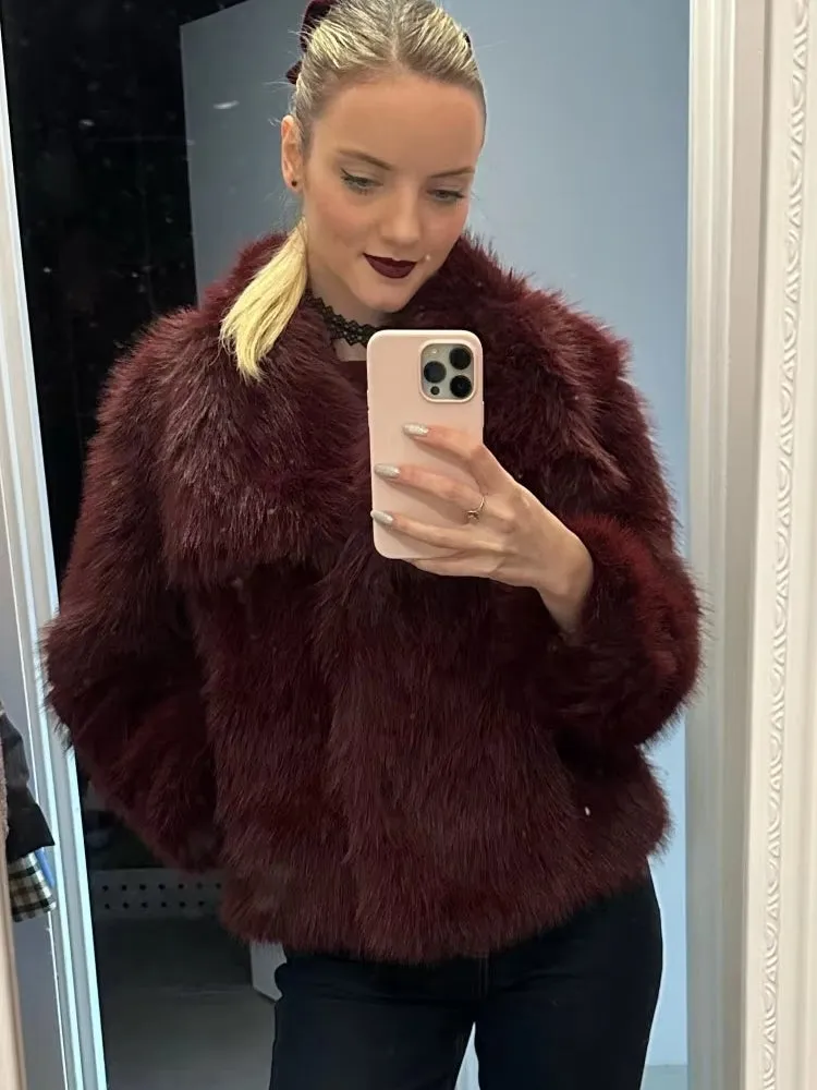 Women Luxury Big Fur Collar Overcoats