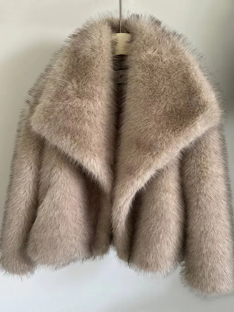 Women Luxury Big Fur Collar Overcoats