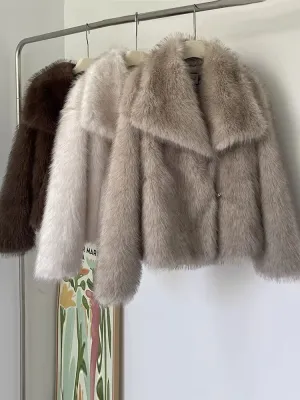 Women Luxury Big Fur Collar Overcoats