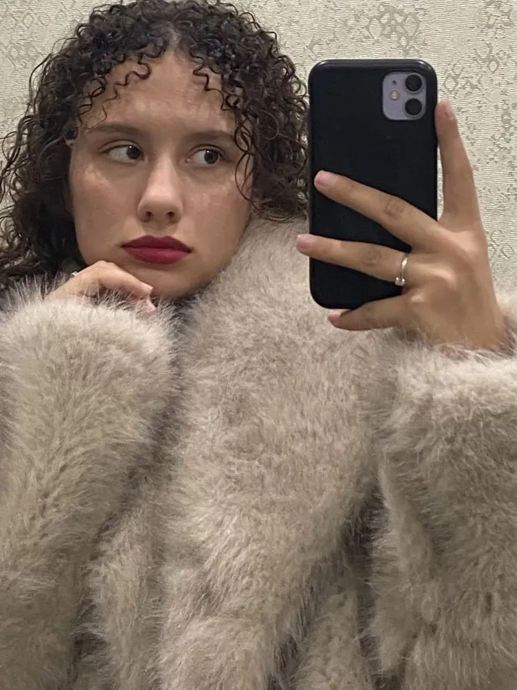 Women Luxury Big Fur Collar Overcoats