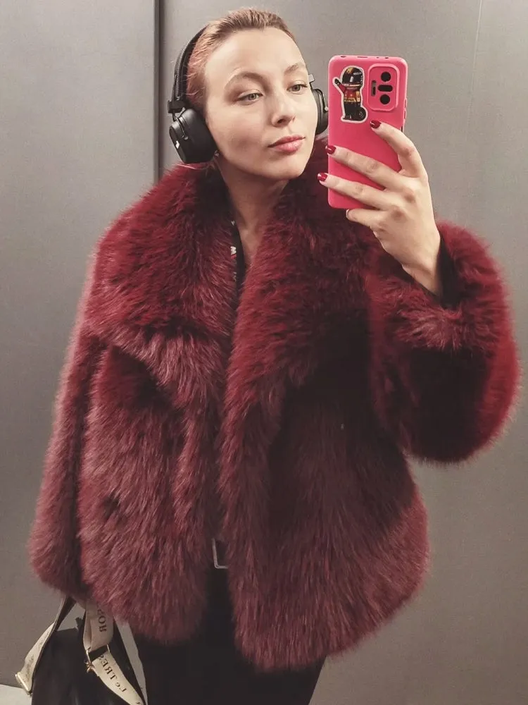 Women Luxury Big Fur Collar Overcoats