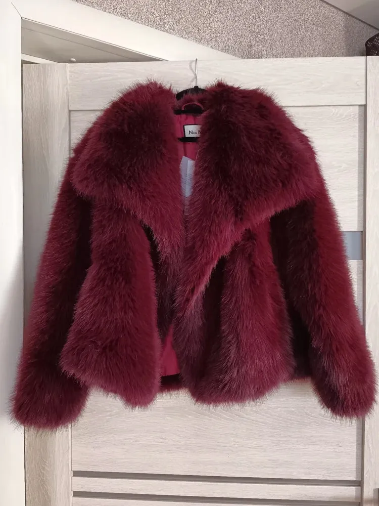 Women Luxury Big Fur Collar Overcoats
