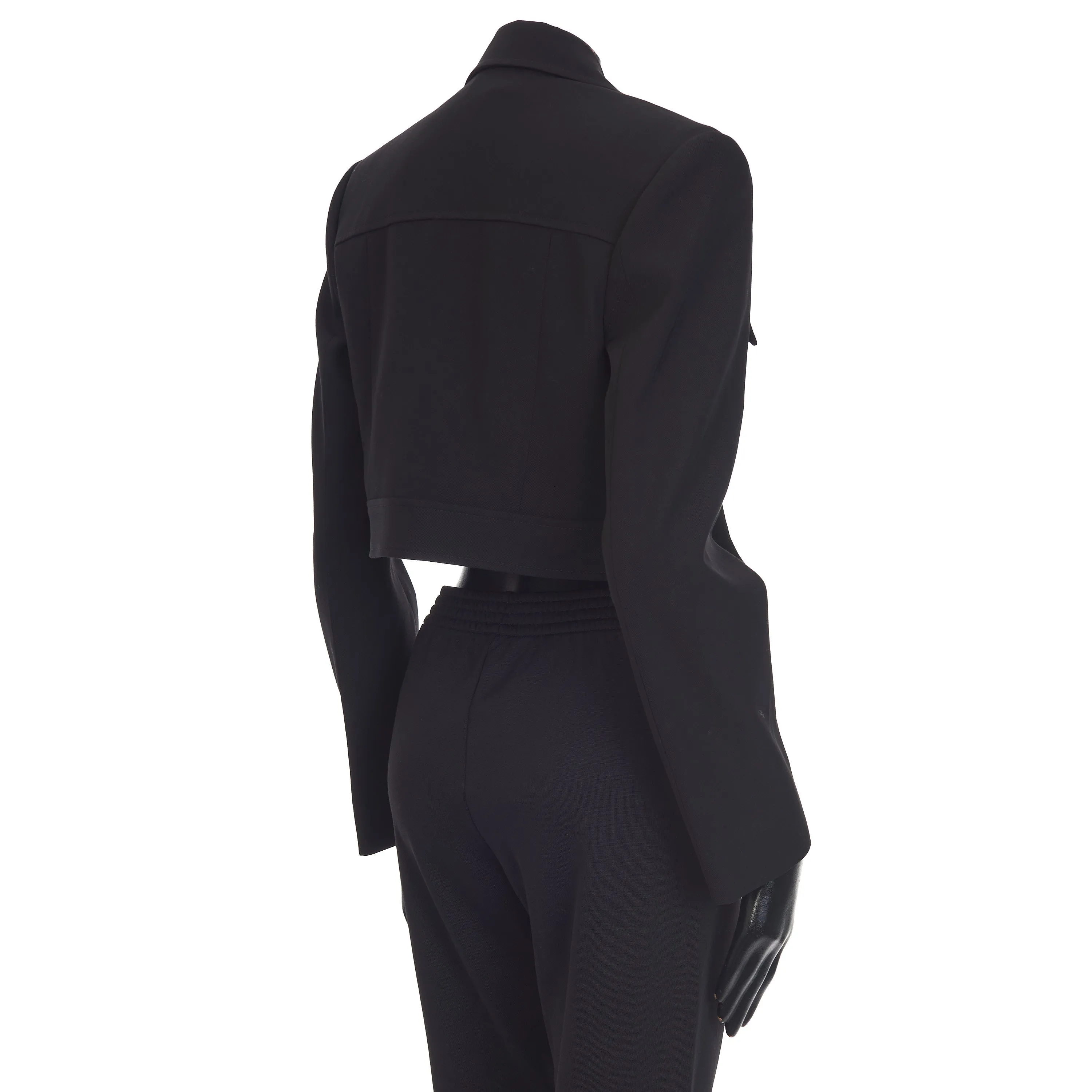 Women's Asymmetric Military Cropped Jacket In Black
