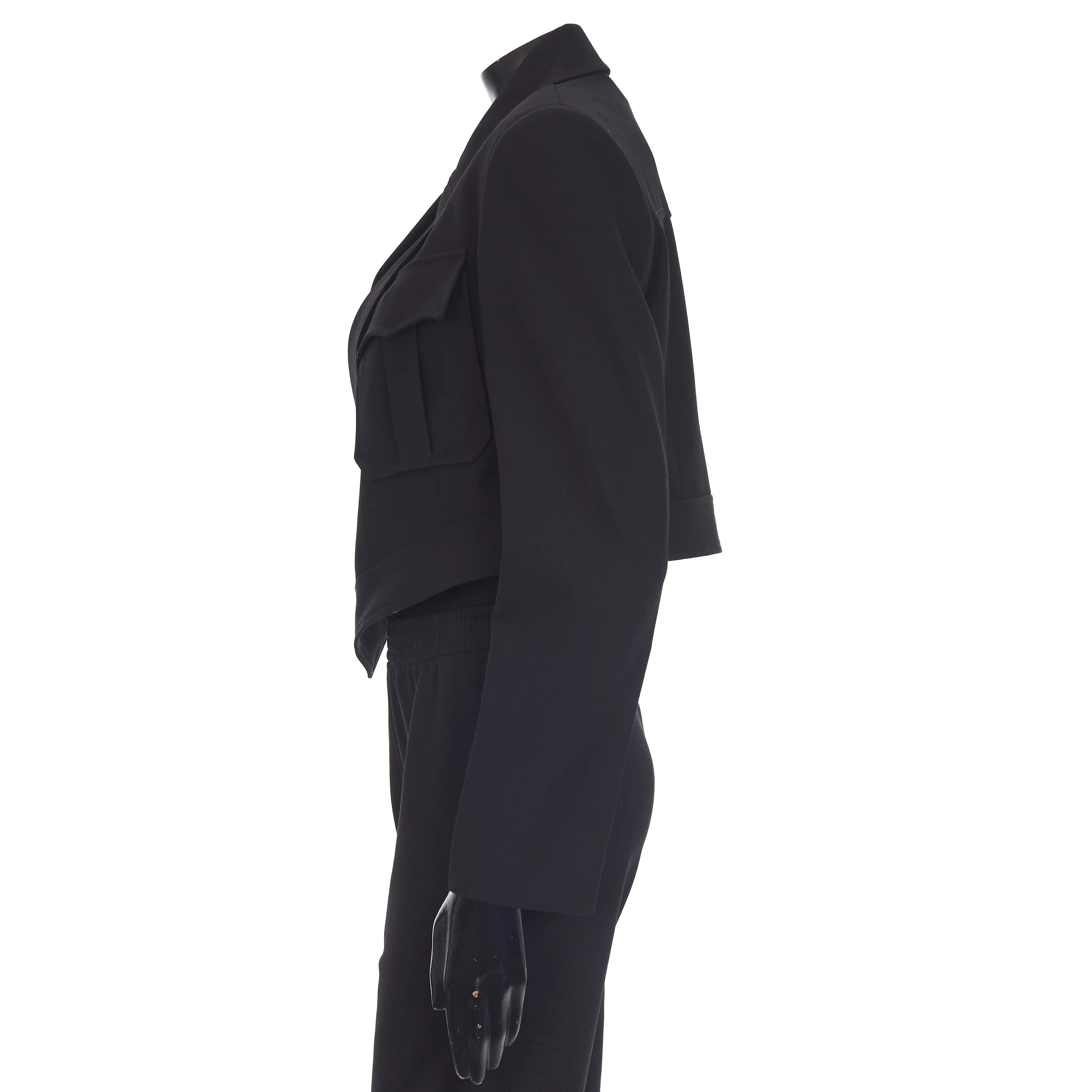 Women's Asymmetric Military Cropped Jacket In Black
