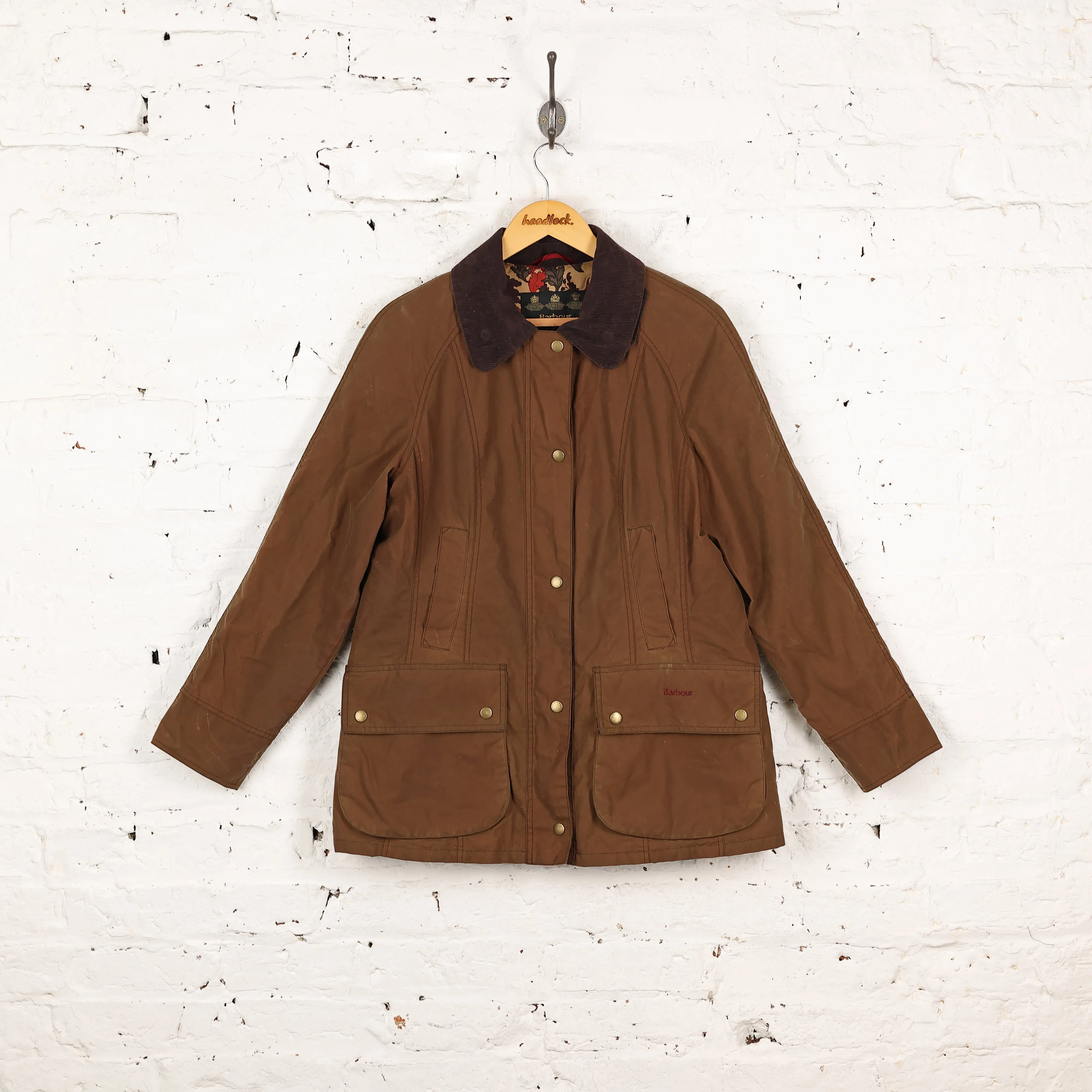 Women's Barbour Country Cottage Prints Printed Beadnell Wax Jacket - Brown - Women's L