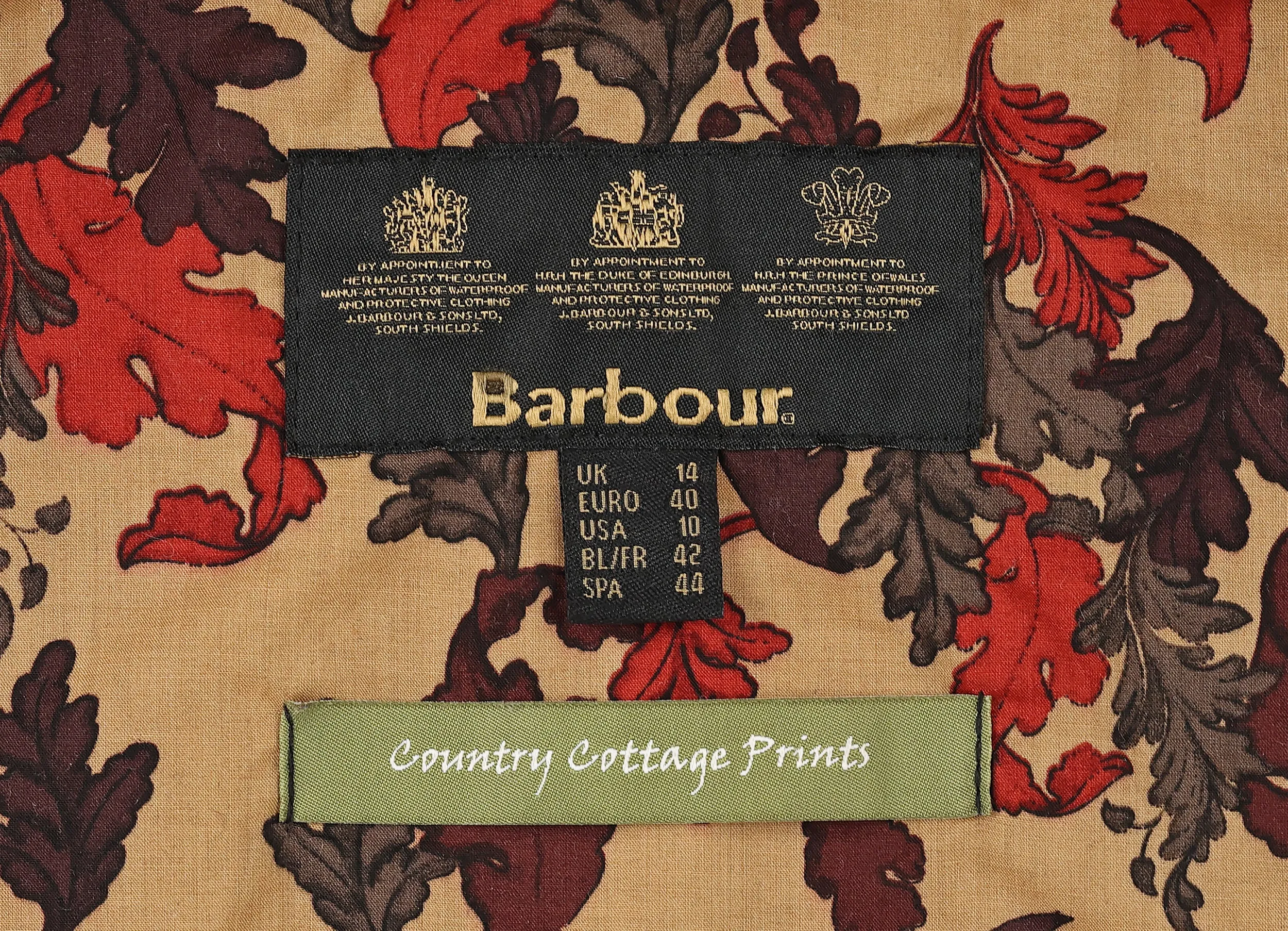 Women's Barbour Country Cottage Prints Printed Beadnell Wax Jacket - Brown - Women's L