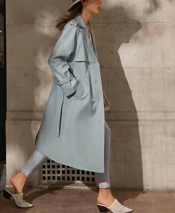 Women's Lapel Patchwork Trench Coat