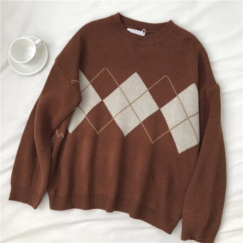 Women's Pullover Knitted Sweater Oversized Loose Patterned Ladies Winter Sweater