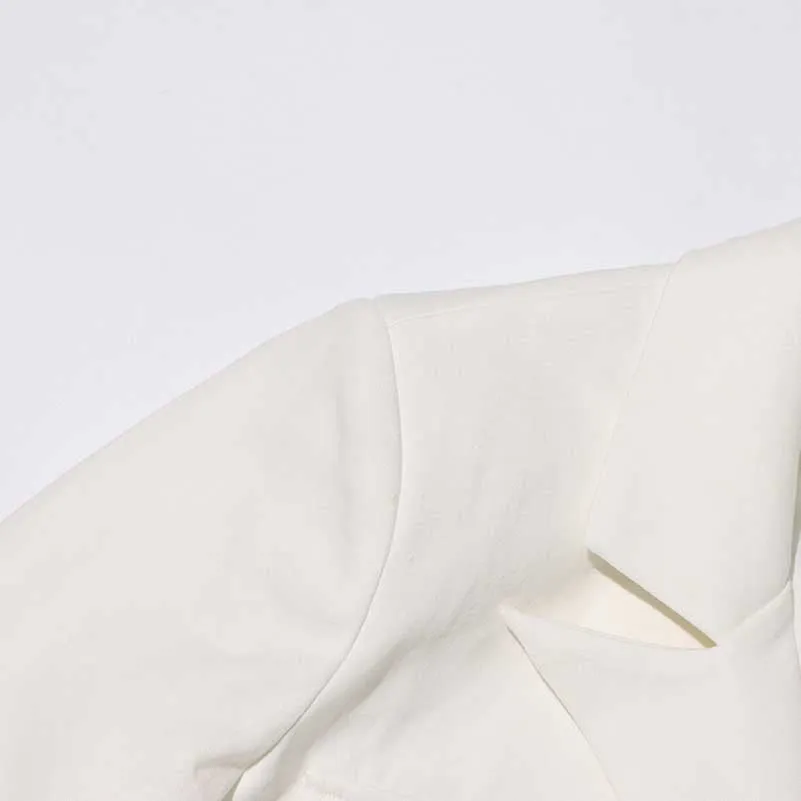 Women's Spliced Button Belt Blazer in White