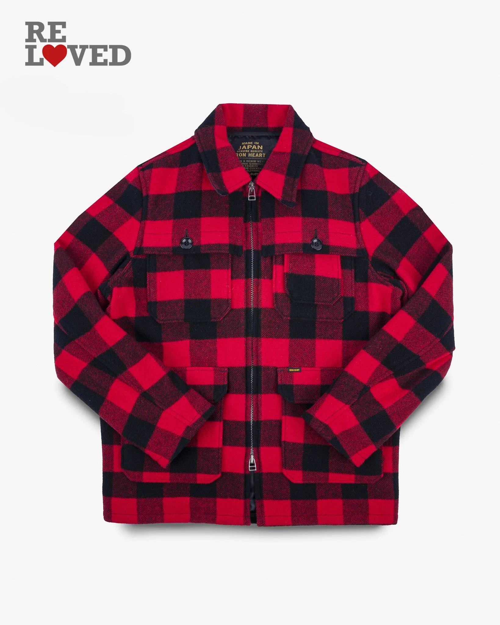 Wool Buffalo Check Hunting Jacket - Red (IHW-19-RED) Size Large