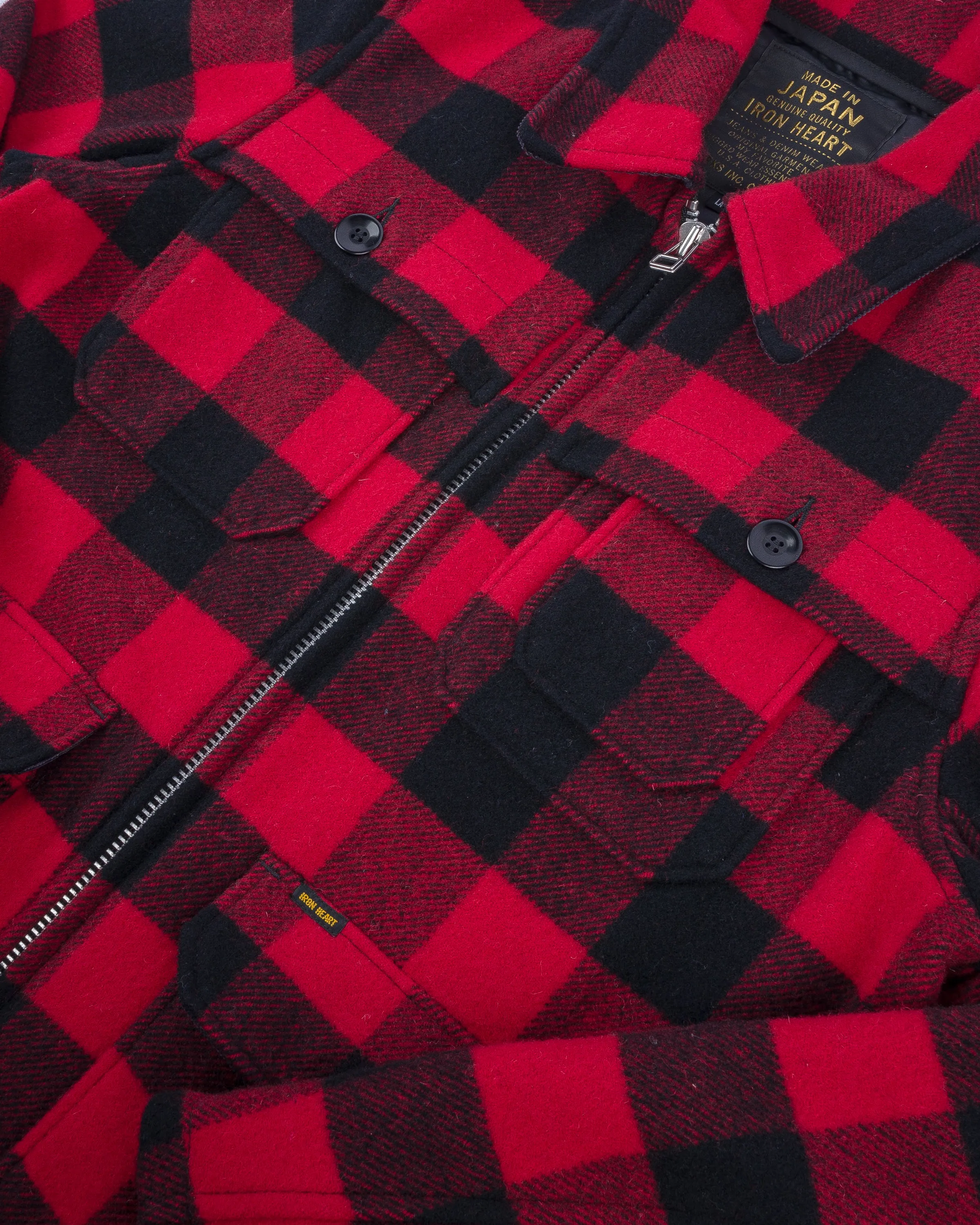 Wool Buffalo Check Hunting Jacket - Red (IHW-19-RED) Size Large