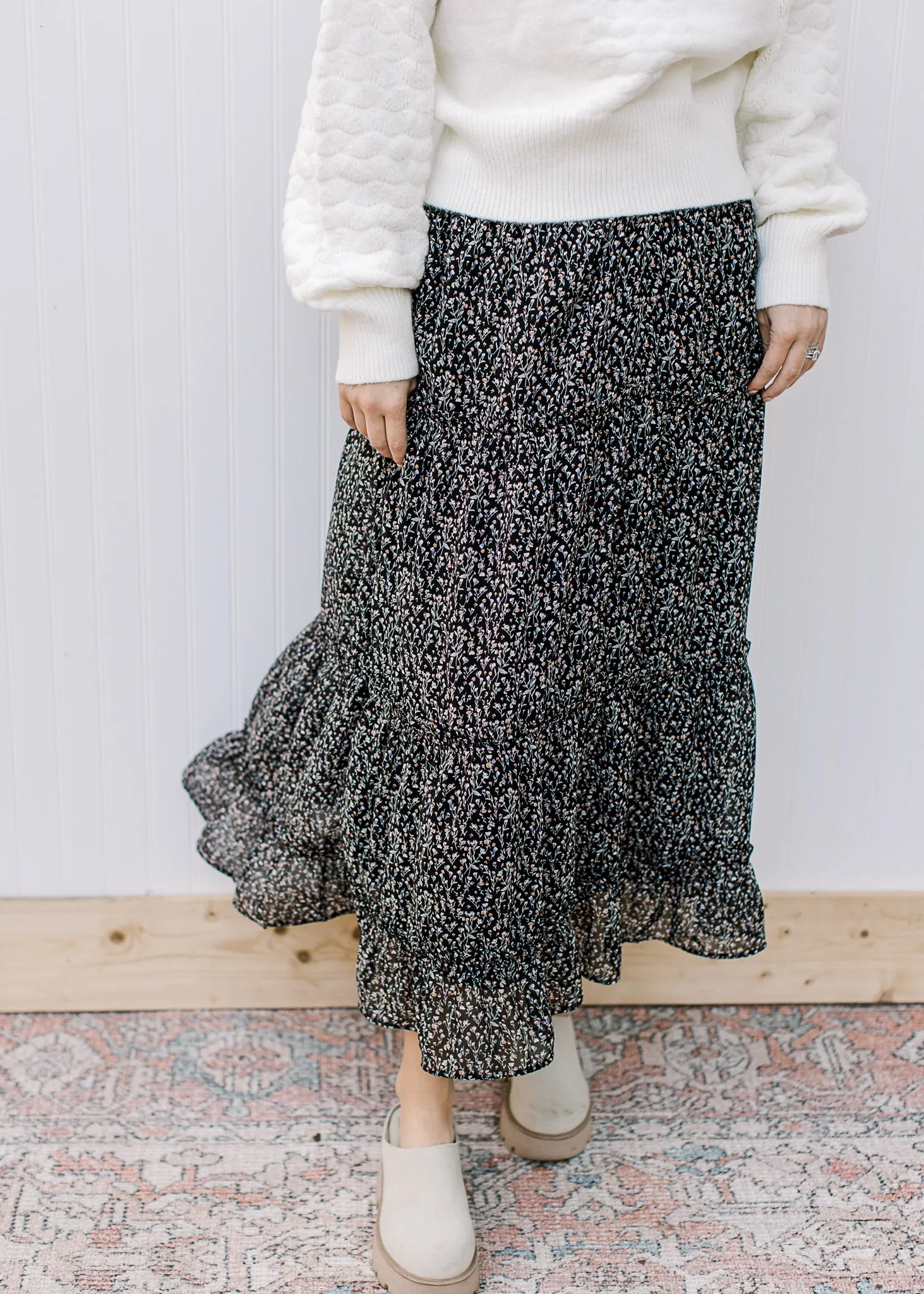 XZ Ditsy Floral Midi Skirt