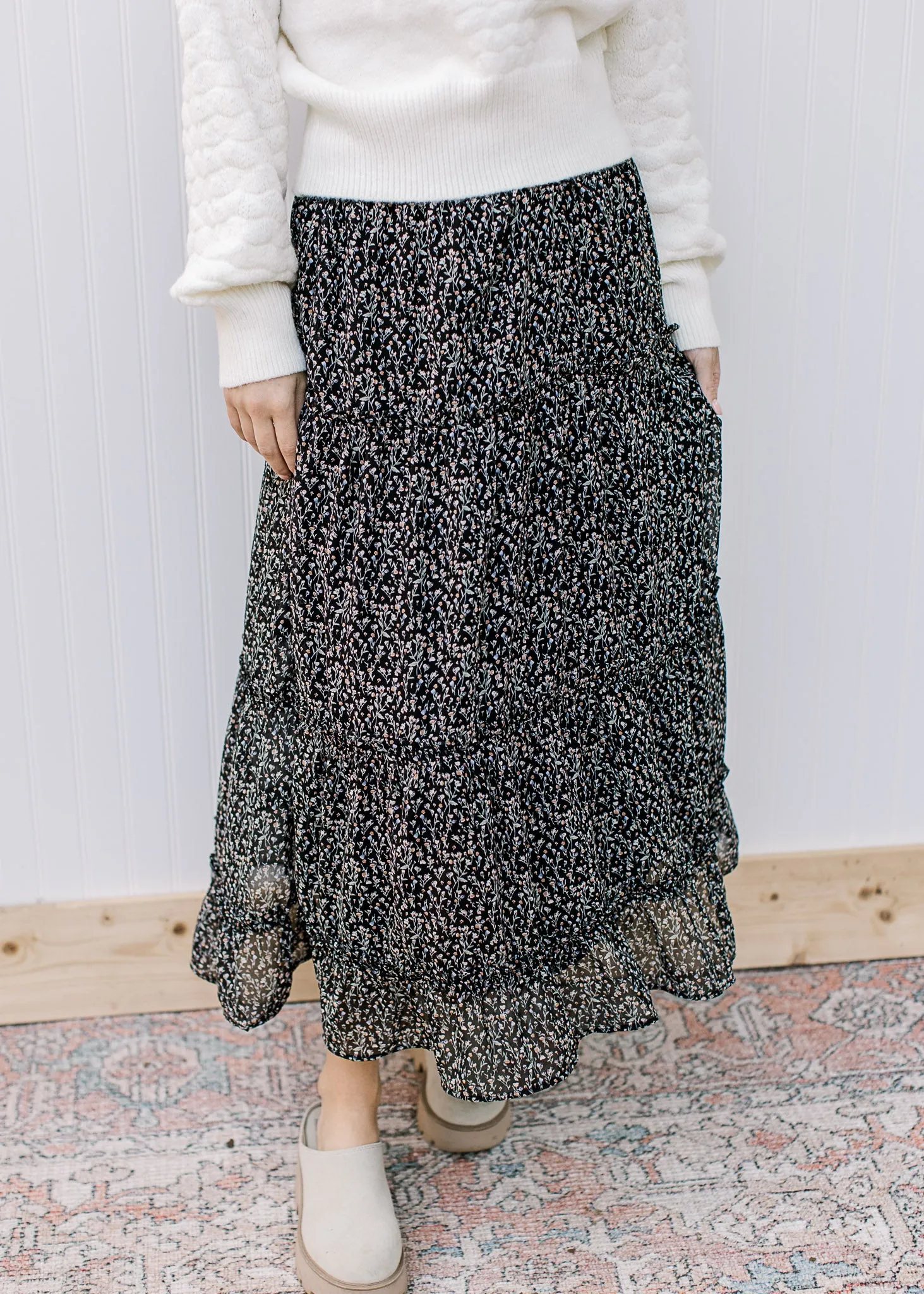 XZ Ditsy Floral Midi Skirt