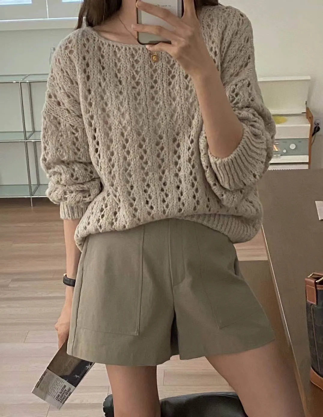 ZADIE ALPACA BLEND OPEN KNIT BEIGE