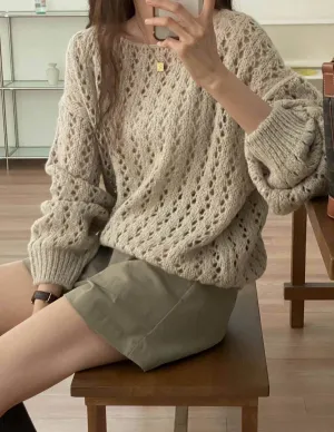ZADIE ALPACA BLEND OPEN KNIT BEIGE