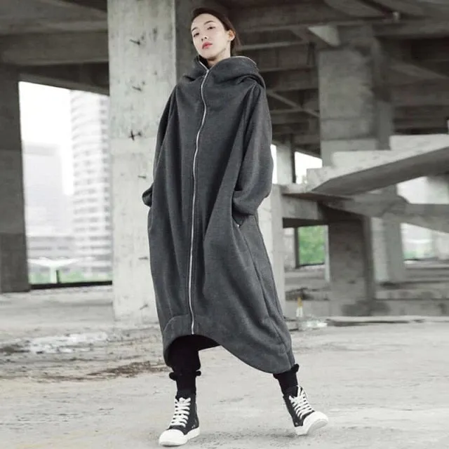 ZANZEA Winter Women Hooded Coats Female Long Sleeve Zip Long Jackets Oversized Fleece Overcoats Windbreakers Jackets Coats