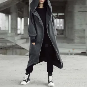 ZANZEA Winter Women Hooded Coats Female Long Sleeve Zip Long Jackets Oversized Fleece Overcoats Windbreakers Jackets Coats