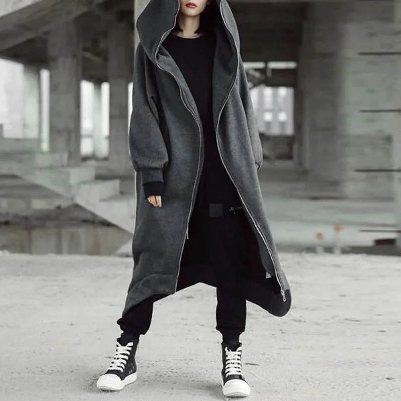ZANZEA Winter Women Hooded Coats Female Long Sleeve Zip Long Jackets Oversized Fleece Overcoats Windbreakers Jackets Coats